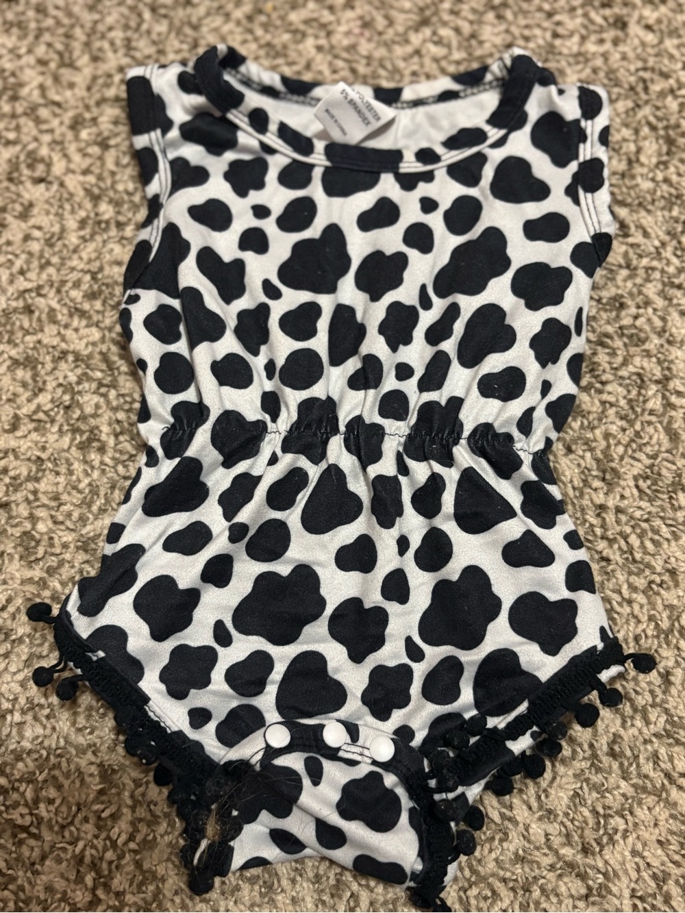 Black & White Cow Print Girls' One-Piece Romper
